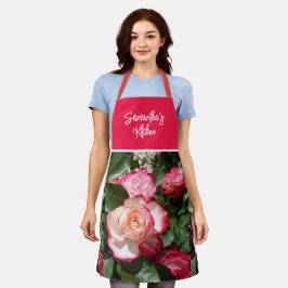 Rote Rose Blüten und Weiße Rosen Ma Kitchen Schürze