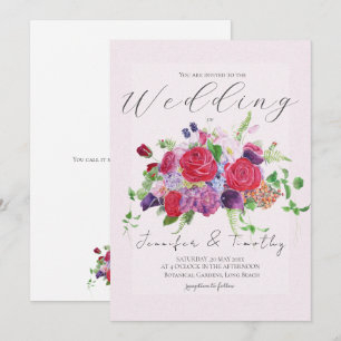 rote Rose Bouquet Aquarell Hochzeit Einladung