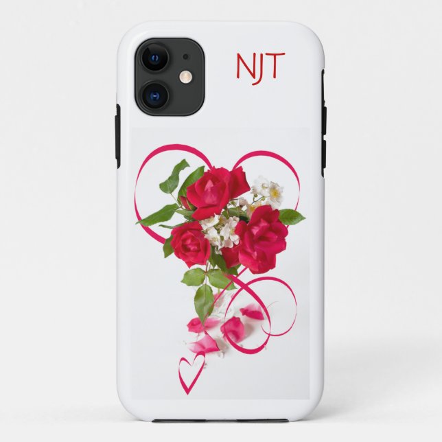 Rote Rose Bouquet Foto & Ribbon Herz Case-Mate iPhone Hülle (Rückseite)