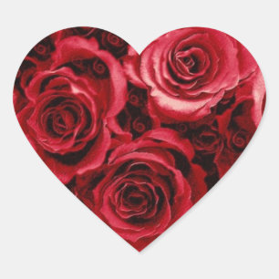 Rote Rose Bouquet - Hochzeitsfeier Umschlag Aufkle Herz-Aufkleber