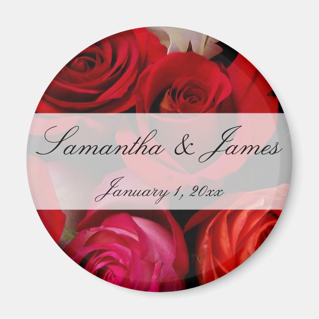 Rote Rose Bouquet Personal Wedding Magnet (Vorne)