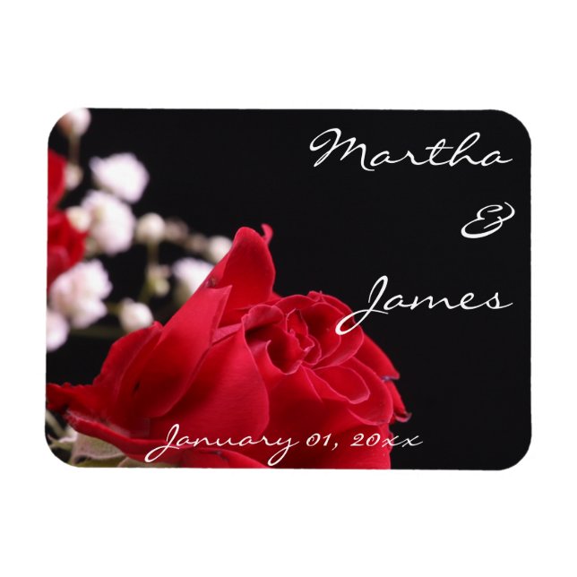 rote Rose Bouquet Personal Wedding Magnet (Horizontal)