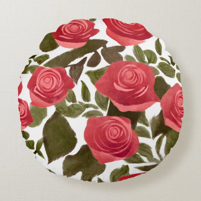 Rote Rose Bouquet Rundkissen Rundes Kissen (Vorderseite)