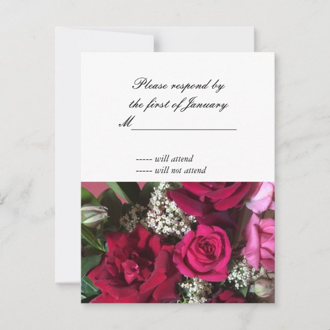 Rote Rose Bouquet UAWG Repcard RSVP Karte (Vorderseite)