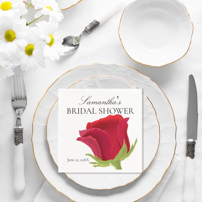Rote Rose Brautparty Napkins Serviette (Von Creator hochgeladen)