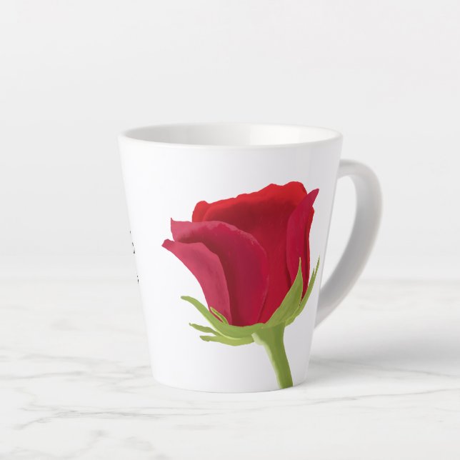 Rote Rose Bridesmaid Name Latte Tasse (Rechte Ecke)