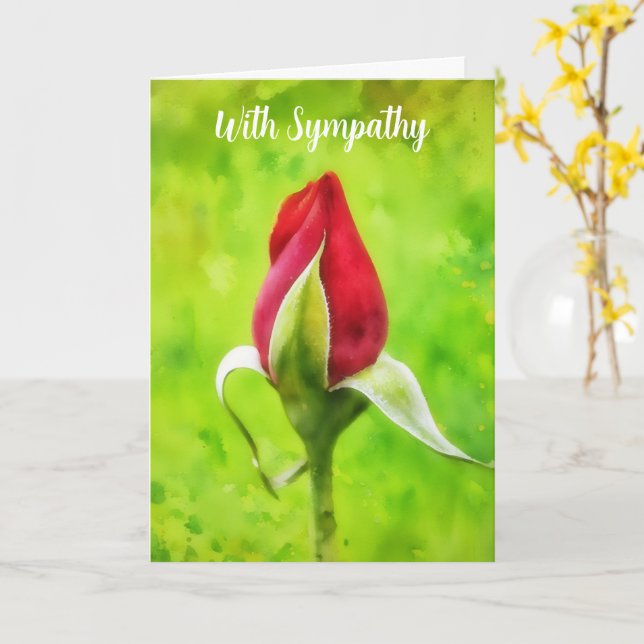 Rote Rose Bud Art Sympathy Card Karte (Gelbe Blume)