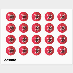 Rote Rose bud danke Ihnen Kalligraphietext Runder Aufkleber
