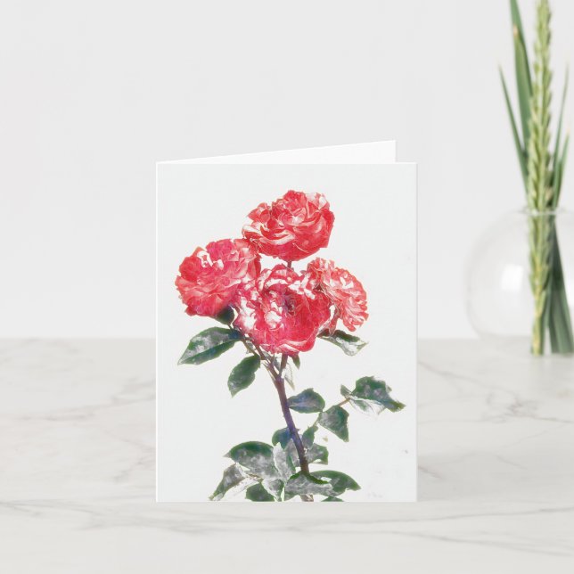 Rote Rose Bunch von Gertie's Garden Art Note Card Karte (Vorderseite)