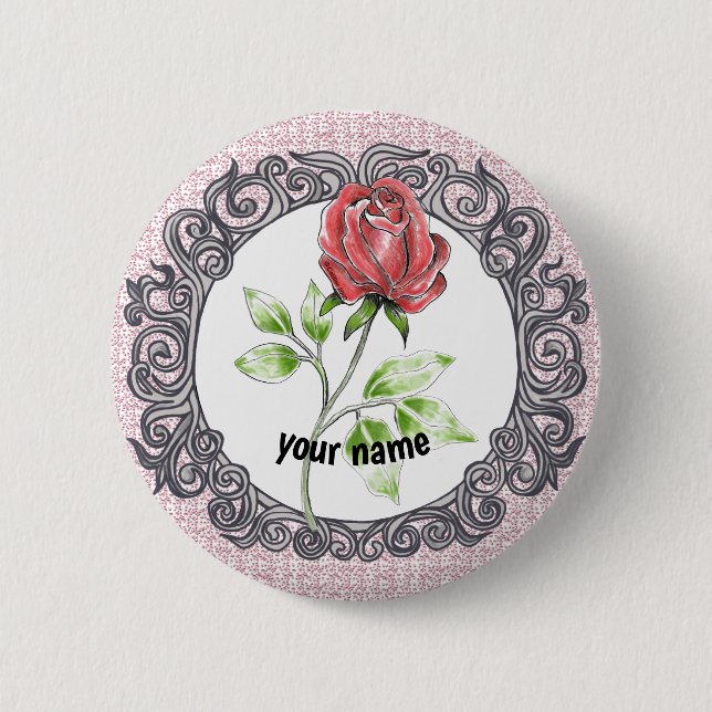 Rote Rose   Button (Vorderseite)