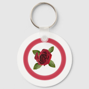 Rote Rose Button Schlüsselanhänger