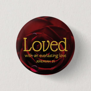 Rote Rose Christlich LOVED Valentine Button