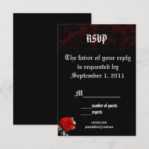 Rote Rose Damask Goth Wedding RSVP Einladungen