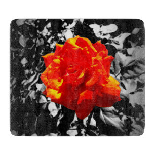 Rote Rose Decorative Glaszuführung Schneidebrett