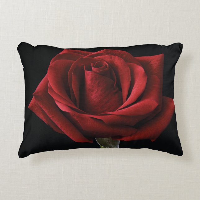 Rote Rose Dekokissen (Vorderseite)