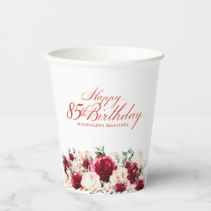 rote Rose der 85. Geburtstagspartei Pink Peony Cus Pappbecher