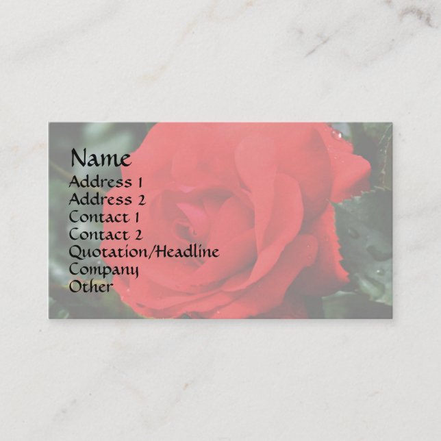 rote Rose der blutfloralen Visitenkarte (Vorderseite)