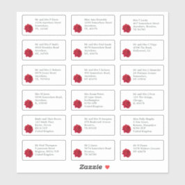 Rote Rose der einzelnen Hochzeitgastnamen Aufkleber