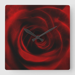 Rote Rose der Liebe Quadratische Wanduhr