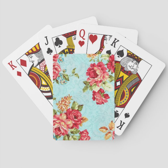 Rote Rose der Vintagen Hütte Spielkarten (Rückseite)