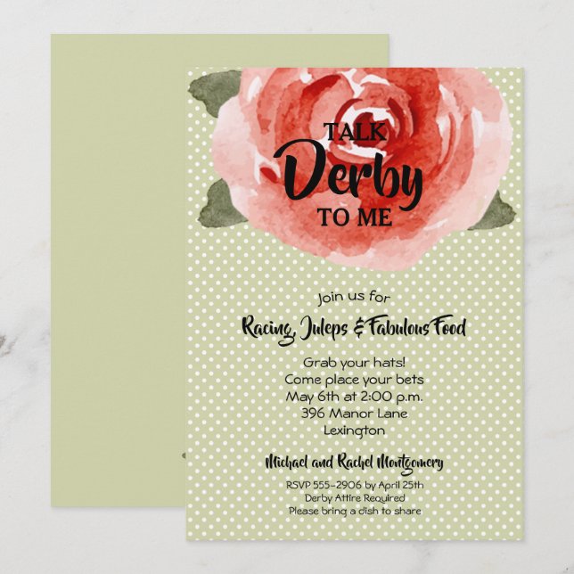 Rote Rose Derby Party Einladung (Vorne/Hinten)