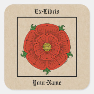 Rote Rose des Lancaster-Buchzeichens Quadratischer Aufkleber