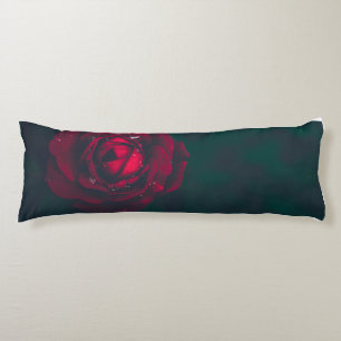 Rote Rose Dunkle Türkisblaue Bolster-Kissen Goth Seitenschläferkissen