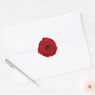 Rote Rose Elegante Liebe Valentine Runder Aufkleber