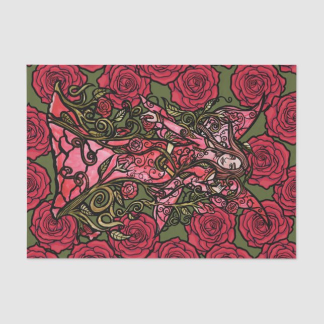 Rote Rose Fairy Seidenpapier (Vorderseite)