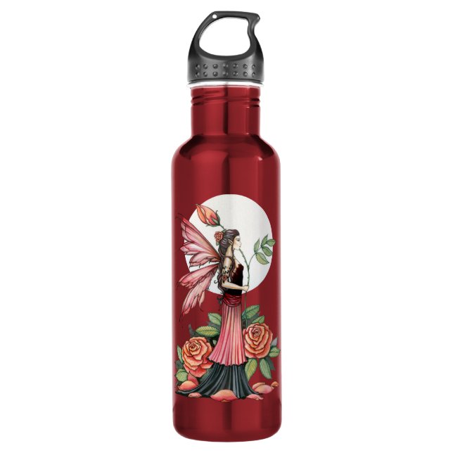 Rote Rose Feuer-Rose Trinkflasche (Vorderseite)