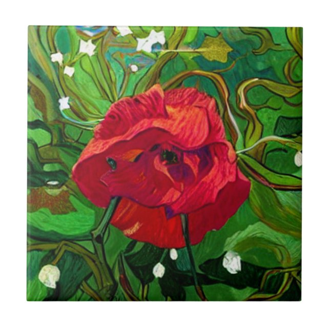 ROTE ROSE  FLIESE (Vorderseite)