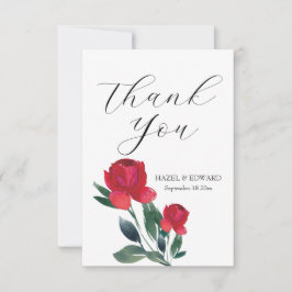 Rote Rose Flora Hochzeit Dankeskarte