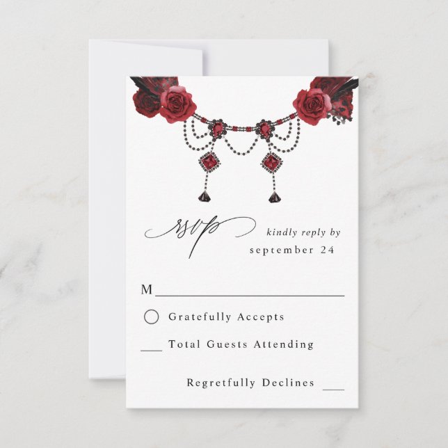 Rote Rose Floral & Crystal UAWG 2 RSVP Karte (Vorderseite)