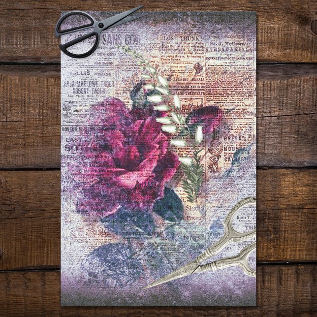 Rote Rose Floral Ephemera Decoupage Portrait Seidenpapier (Von Creator hochgeladen)