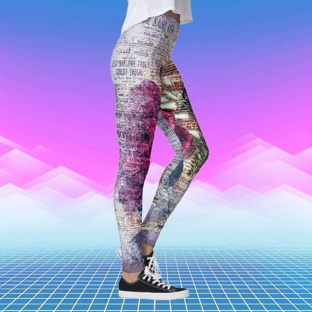 Rote Rose Floral Ephemera Leggings (Von Creator hochgeladen)
