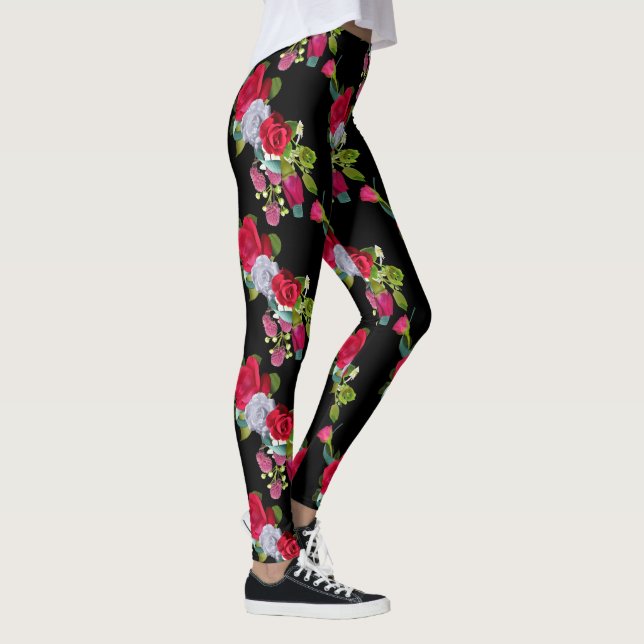 Rote Rose floral Leggings (Rechts)