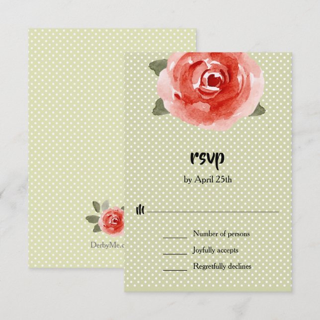 Rote Rose Floral RSVP Karte (Vorne/Hinten)