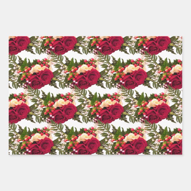 Rote Rose Floral Swagger Design. Geschenkpapier Set (Vorderseite)
