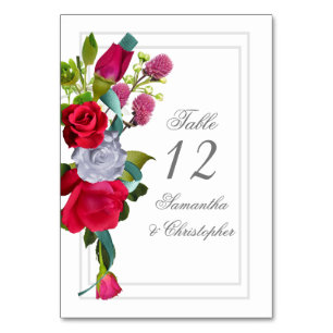 Rote Rose floral Tischnummer