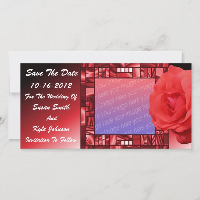 Rote Rose Floral Wedding Foto Save The Date (Vorderseite)