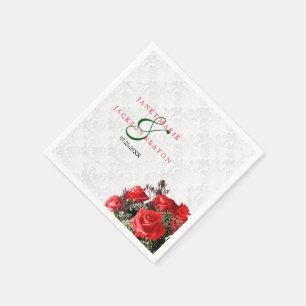 Rote Rose Floral Wedding Serviette