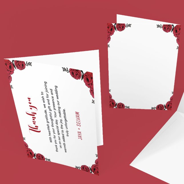 Rote Rose Floral Wedding Theme Dankeskarte (thank you card that matches your wedding floral theme)