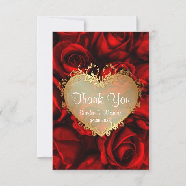 Rote Rose Floral Wedding Vielen Dank Dankeskarte (Vorderseite)