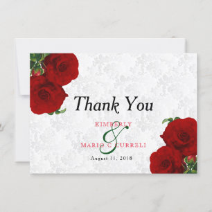 Rote Rose Floral Wedding - Vielen Dank Dankeskarte