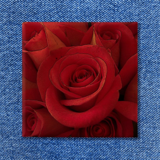 Rote Rose Foto Art Button (Red Rose Photo Art Button Square Shape
)