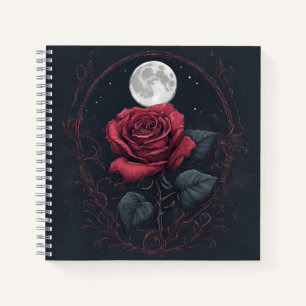 Rote Rose Full Moon Square Notebook Notizbuch