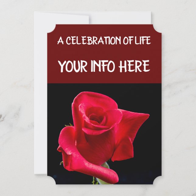 ROTE ROSE FUNERAL PRAYER CARDS, ROTE ROSE EINLADUNG (Vorderseite)