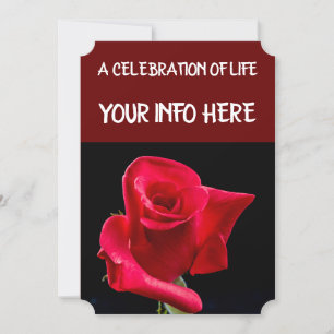 ROTE ROSE FUNERAL PRAYER CARDS, ROTE ROSE EINLADUNG