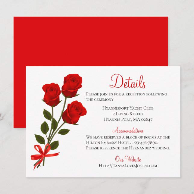 Rote Rose für Blumendetails - Hochzeitsfeier Einladung (Vorne/Hinten)
