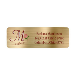 Rote Rose für Gold-Glam-Monogram-Name